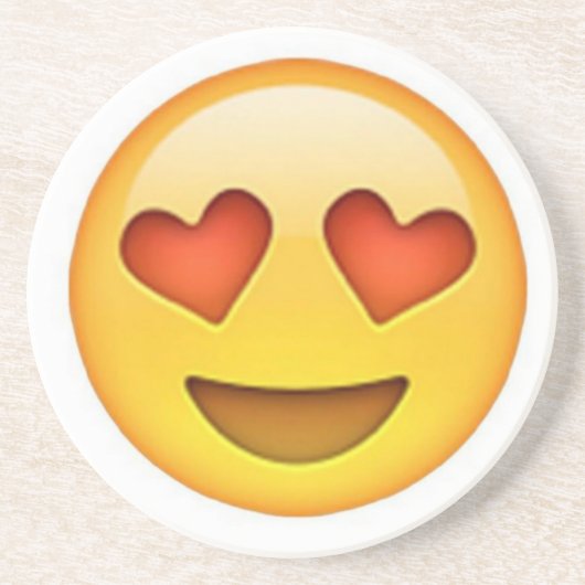 Gezicht met hartvormige ogen emoji sticker zandsteen onderzetter (Voorkant)