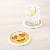 Gezicht met hartvormige ogen emoji sticker zandsteen onderzetter (Zijkant)