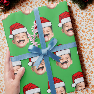 Gezicht Met Kerstman Hoed Cadeaupapier