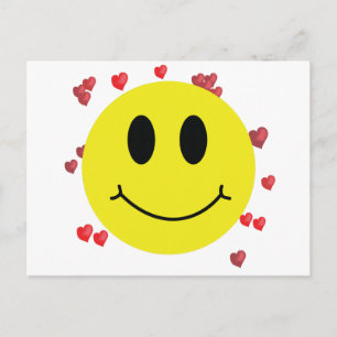 Gezicht met rood hart briefkaart