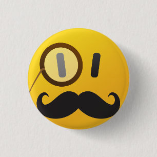 gezicht met snor ronde button 3,2 cm