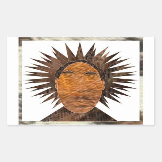 Gezicht met wild haar. rechthoekige sticker