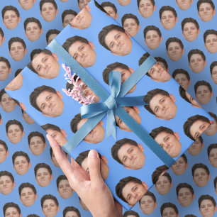 Gezicht of huisdier foto Baby Blauw cadeaupapier