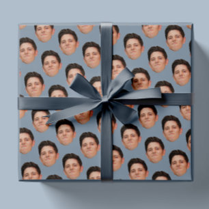 Gezicht of huisdier Foto Dusty Blue Gift Wrapping Cadeaupapier