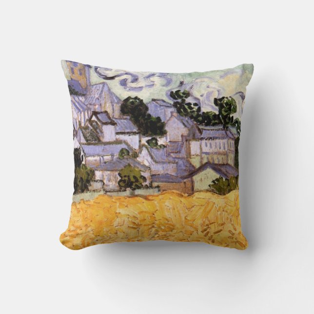 Gezicht op Auvers met kerk door Vincent van Gogh Kussen (Voorkant)