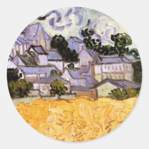Gezicht op Auvers met kerk van Vincent van Gogh Ronde Sticker