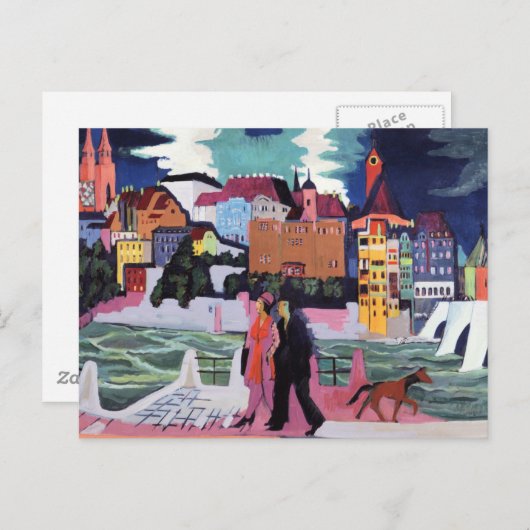 Gezicht op Bazel en de Rijn Briefkaart (Voorkant / Achterkant)