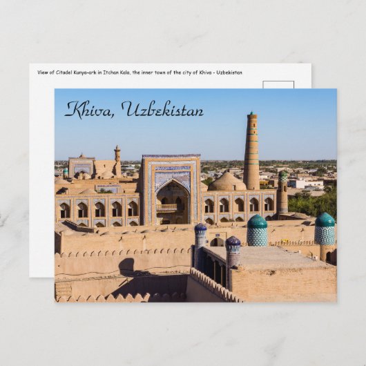 Gezicht op Citadel Kunya-ark - Khiva, Oezbekistan Briefkaart (Voorkant / Achterkant)