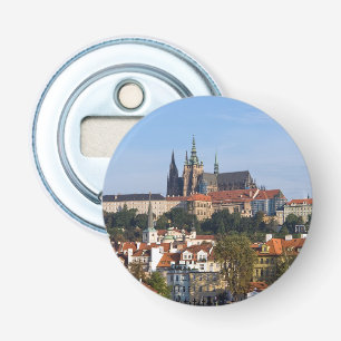Gezicht op de oude stad en de Praagse burcht, Tsje Button Flesopener