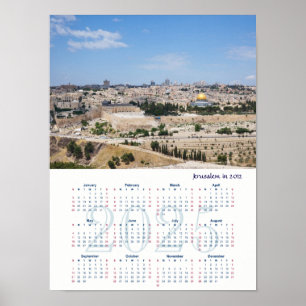 Gezicht op de oude stad Jeruzalem in 2012, Israël Poster