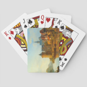 Gezicht op een Nederlandse stad langs de Rijn Pokerkaarten