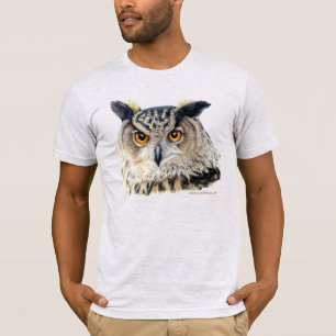 Gezicht op geschilderd portret van een oehoe t-shirt