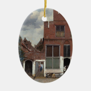 Gezicht op huizen in Delft Het Straatje Keramisch Ornament