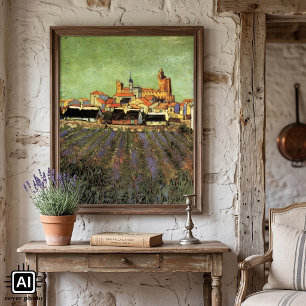 Gezicht op Saintes Maries door Vincent van Gogh Poster