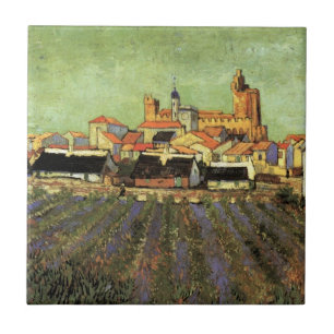Gezicht op Saintes Maries door Vincent van Gogh Tegeltje