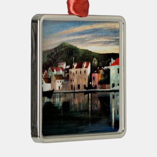 Gezicht op Trogir bij zonsondergang - Tivadar Kosz Metalen Ornament