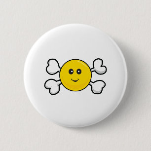 gezicht Schedel en gekruiste botten Ronde Button 5,7 Cm