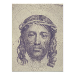 Gezicht van Christus op de sluier van de heilige V Foto Afdruk
