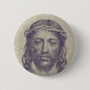Gezicht van Christus op de sluier van de heilige V Ronde Button 5,7 Cm