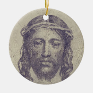 Gezicht van Christus op St. Veronica's Veil Heilig Keramisch Ornament
