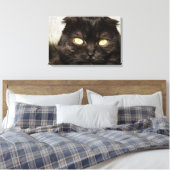 Gezicht van een jonge Munchkin kitten Canvas Afdruk (Insitu (Slaapkamer))