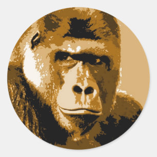 Gezicht van Gorilla Ronde Sticker