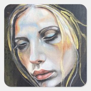 Gezicht van verdriet, jonge dame artwork stickers