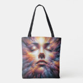 Gezicht vermengd met kleurrijke wolken draagtas (Achterkant)