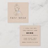 Gezicht Yoga Abstracte Line Art Gezicht Minimale B Vierkante Visitekaartje (Voorkant / Achterkant)