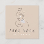 Gezicht Yoga Abstracte Line Art Gezicht Minimale B Vierkante Visitekaartje (Voorkant)