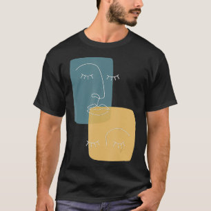 Gezichten Abstracte lijn Tekening T-shirt minimali