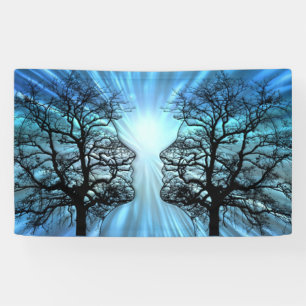 Gezichten in bomen lijken op hersenzenuwen spandoek