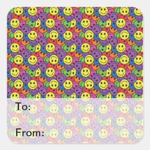Gezichten Retro Hippy Patroon Vierkante Sticker