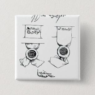 Gezichten van de handtekening van William Shakespe Vierkante Button 5,1 Cm