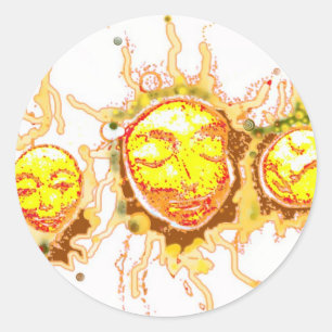 Gezichten van de zon ronde sticker