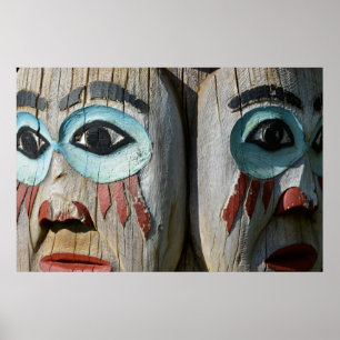 Gezichten van een totempaal, Alaska Poster