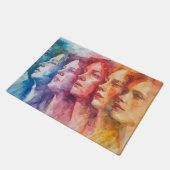 Gezichten van vrouwen - Waterverf schilderij Deurmat (Schuin)