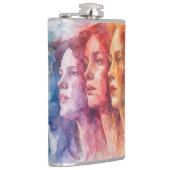 Gezichten van vrouwen - Waterverf schilderij Heupfles (Rechts)