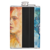 Gezichten van vrouwen - Waterverf schilderij Heupfles (Achterkant)