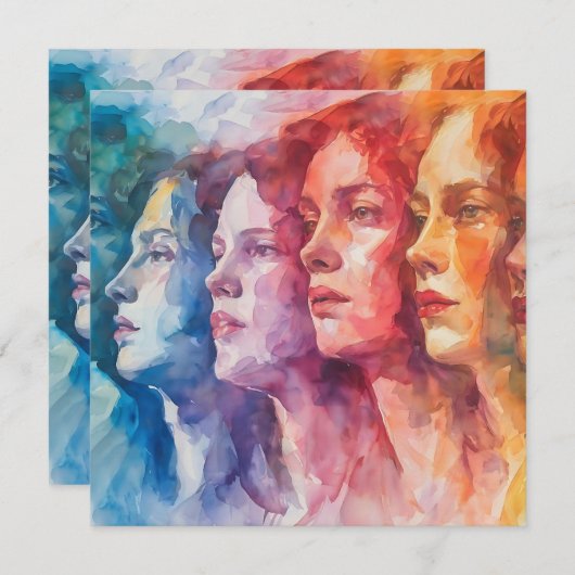 Gezichten van vrouwen - Waterverf schilderij Kaart (Voorkant / Achterkant)