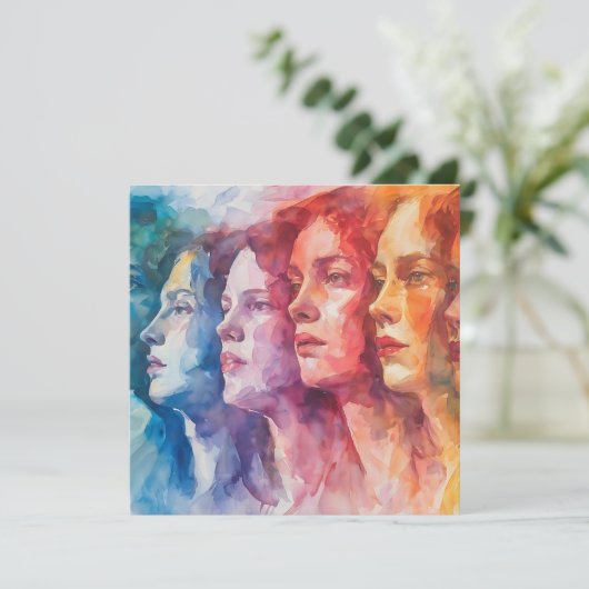 Gezichten van vrouwen - Waterverf schilderij Kaart (Staand voorkant)