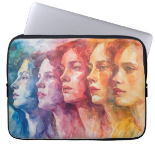 Gezichten van vrouwen - Waterverf schilderij Laptop Sleeve