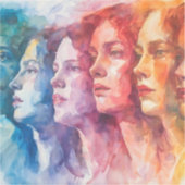 Gezichten van vrouwen - Waterverf schilderij Sticker (Voorkant)