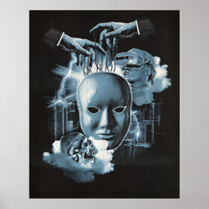 Gezichtloos - Techno-Gothic Streetwear Design Poster