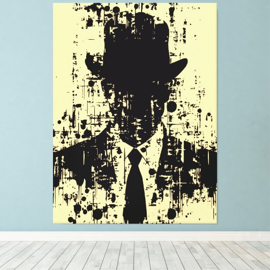 Gezichtloze gentleman: Abstracte elegantie Canvas Afdruk (Insitu (Houten vloer))