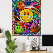 GezichtsButtonnen Abstract ontwerp Poster (Thuiskantoor)