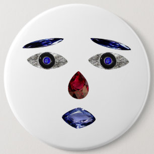 Gezichtsknop gemaakt met edelstenen ronde button 6,0 cm
