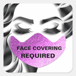 Gezichtsmasker dekking vereist Coronavirus Vrijwil Vierkante Sticker