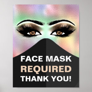 Gezichtsmasker Vereist Covid Cosmetoloog Holografi Poster