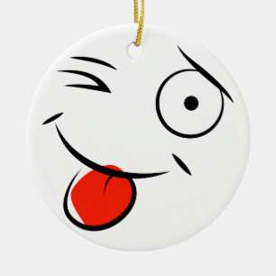 gezichtsstong eruit. Frambozengezicht Keramisch Ornament